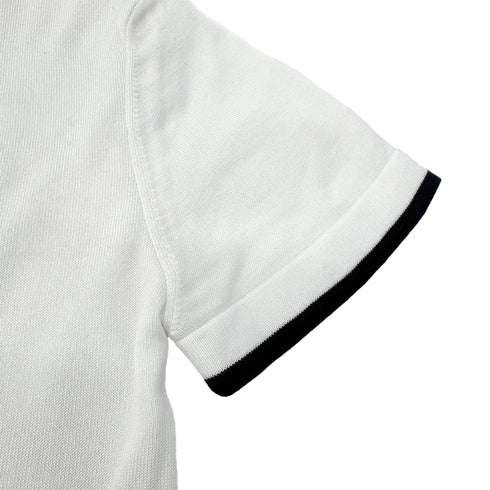 CHANEL VINTAGE COCOBUTTON BICOLOR POLO SHIRT WHITE BLACK COTTON 38 96C RTW 90290210