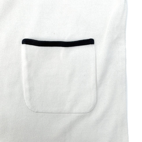 CHANEL VINTAGE COCOBUTTON BICOLOR POLO SHIRT WHITE BLACK COTTON 38 96C RTW 90290210