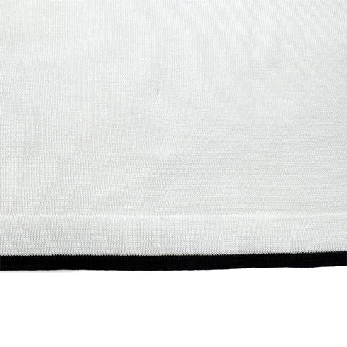 CHANEL VINTAGE COCOBUTTON BICOLOR POLO SHIRT WHITE BLACK COTTON 38 96C RTW 90290210