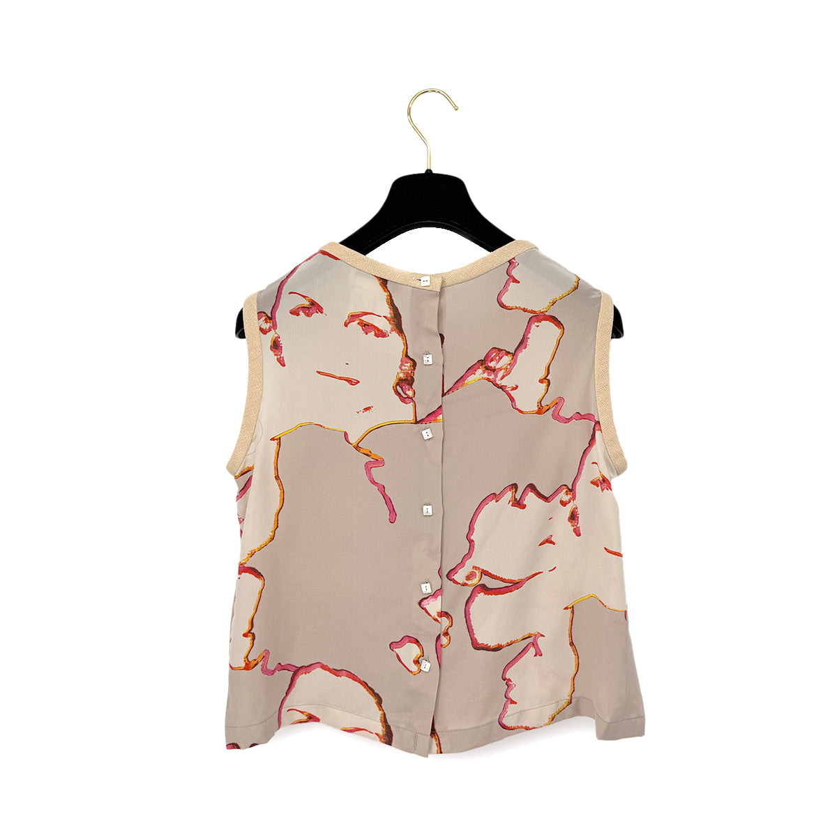 CHANEL MADEMOISELLE SLEEVELESS TOPS BEIGE WOOL 42 00S RTW 90290212