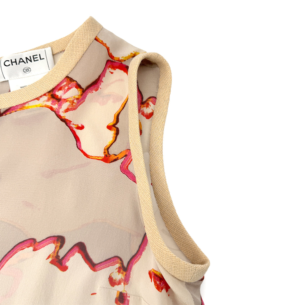 CHANEL MADEMOISELLE SLEEVELESS TOPS BEIGE WOOL 42 00S RTW 90290212