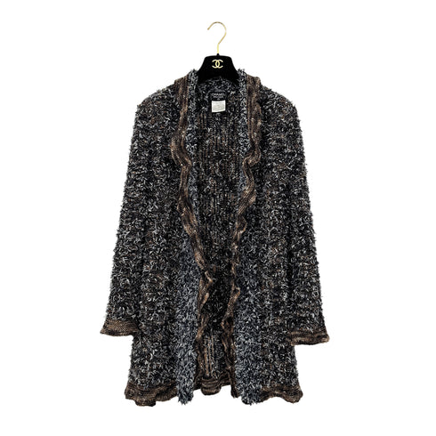 CHANEL VINTAGE LONG CARDIGAN COAT BROWN GRAY NYLON 38 97A RTW 90290213 - PURPOSE