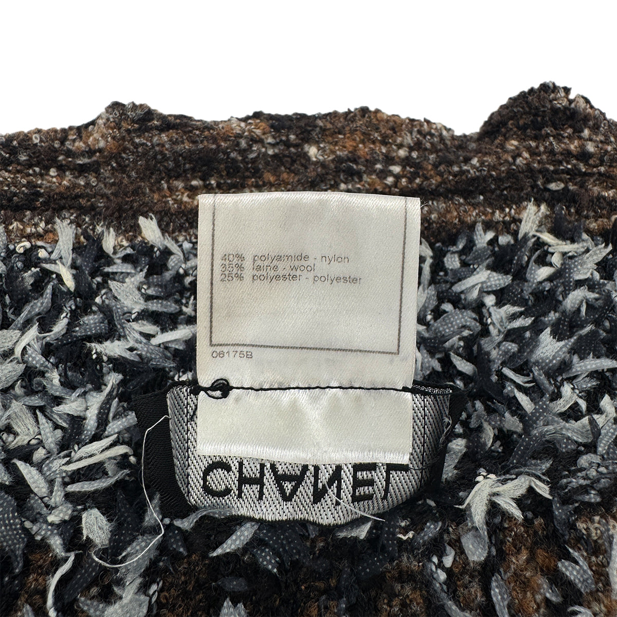 CHANEL VINTAGE LONG CARDIGAN COAT BROWN GRAY NYLON 38 97A RTW 90290213