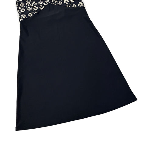 CHANEL COCOMARK CLOVER HALTER NECK SWIM WEAR DRESS BLACK NYLON 42 01P RTW 90290214