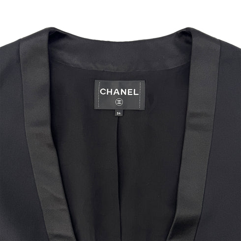 CHANEL COCO BUTTON JACKET BLACK WOOL 34 P73 RTW 90290215