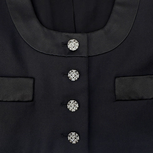 CHANEL COCO BUTTON JACKET BLACK WOOL 34 P73 RTW 90290215