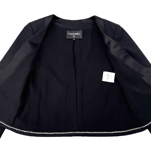 CHANEL COCO BUTTON JACKET BLACK WOOL 34 P73 RTW 90290215
