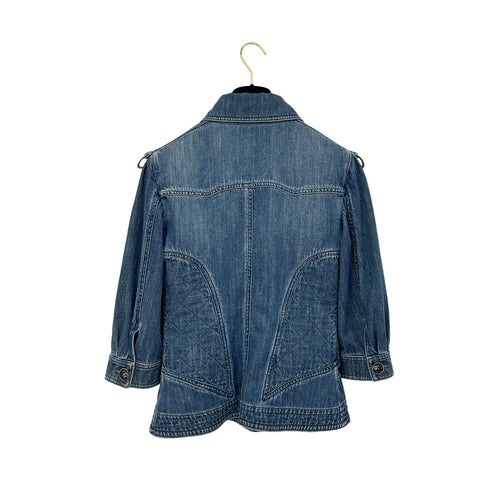 CHANEL MATELASSE COCO BUTTON DENIM ZIP UP JACKET BLUE COTTON 38 08P RTW 90290217