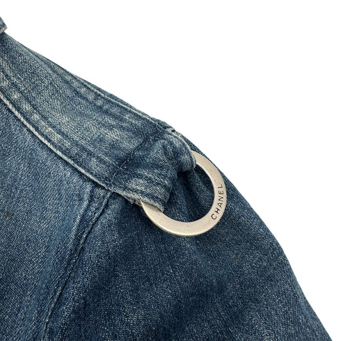 CHANEL MATELASSE COCO BUTTON DENIM ZIP UP JACKET BLUE COTTON 38 08P RTW 90290217