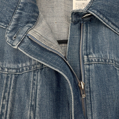 CHANEL MATELASSE COCO BUTTON DENIM ZIP UP JACKET BLUE COTTON 38 08P RTW 90290217