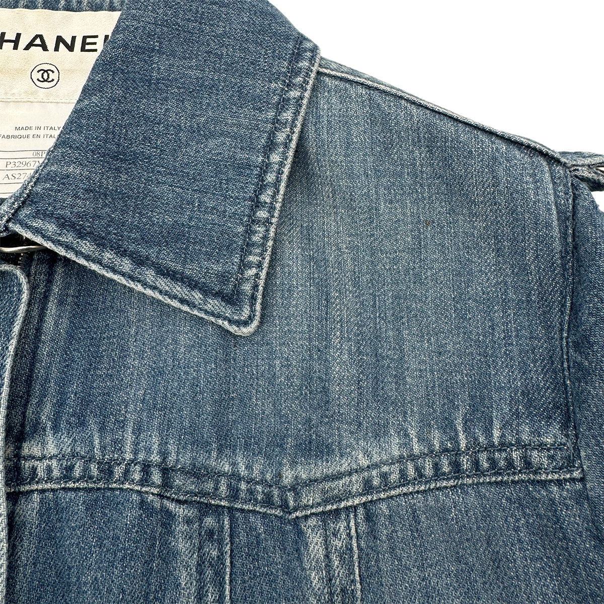 CHANEL MATELASSE COCO BUTTON DENIM ZIP UP JACKET BLUE COTTON 38 08P RTW 90290217