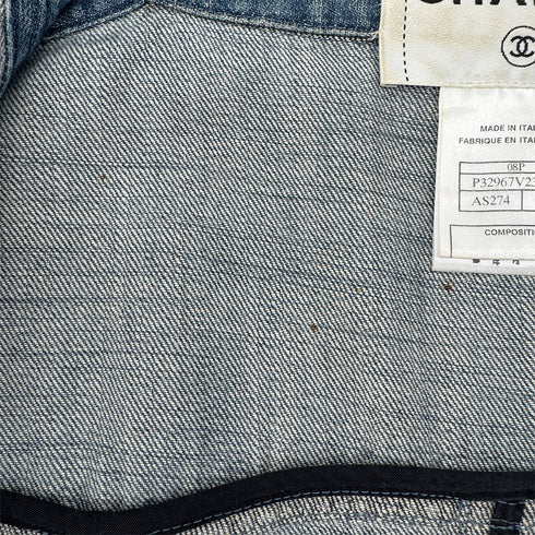 CHANEL MATELASSE COCO BUTTON DENIM ZIP UP JACKET BLUE COTTON 38 08P RTW 90290217