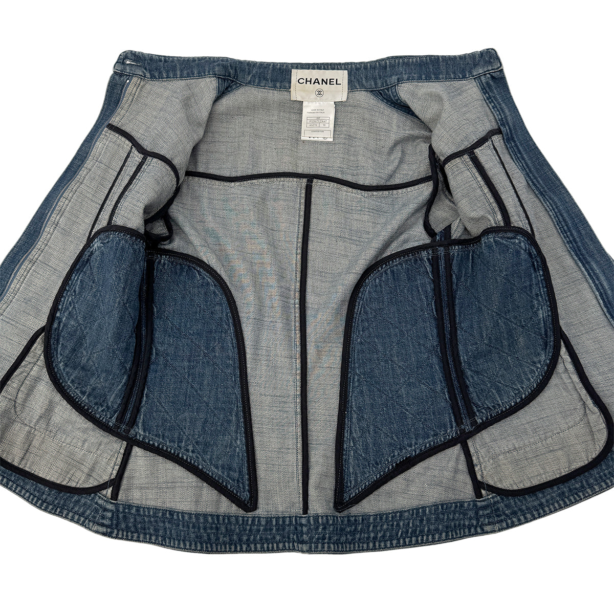 CHANEL MATELASSE COCO BUTTON DENIM ZIP UP JACKET BLUE COTTON 38 08P RTW 90290217