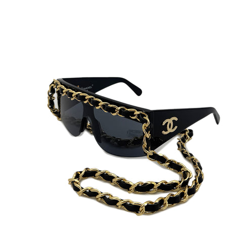 CHANEL CHAIN SUNGLASSES LADY GAGA MODEL COCOMARK BLACK GOLD EYEWEAR 90290294 - PURPOSE