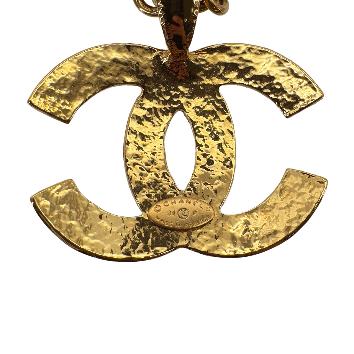CHANEL VINTAGE NECKLACE COCOMARK MATELASSE GOLD ACCESSORY 94P 90290300