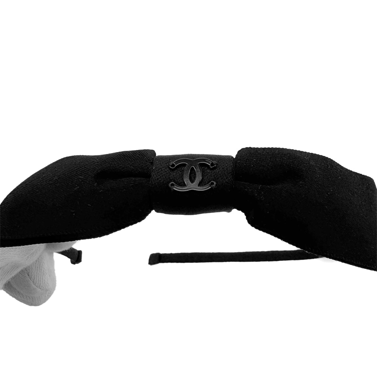 CHANEL HEADBAND COCOMARK RIBBON BLACK SILK HAIR ACCESSORY 23P 90290305