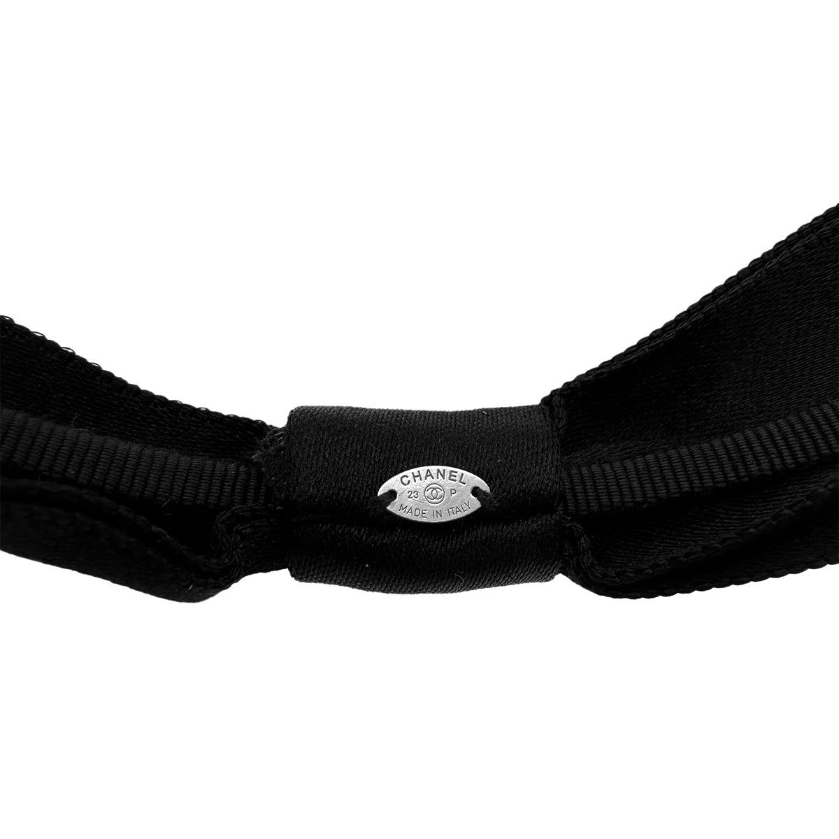 CHANEL HEADBAND COCOMARK RIBBON BLACK SILK HAIR ACCESSORY 23P 90290305
