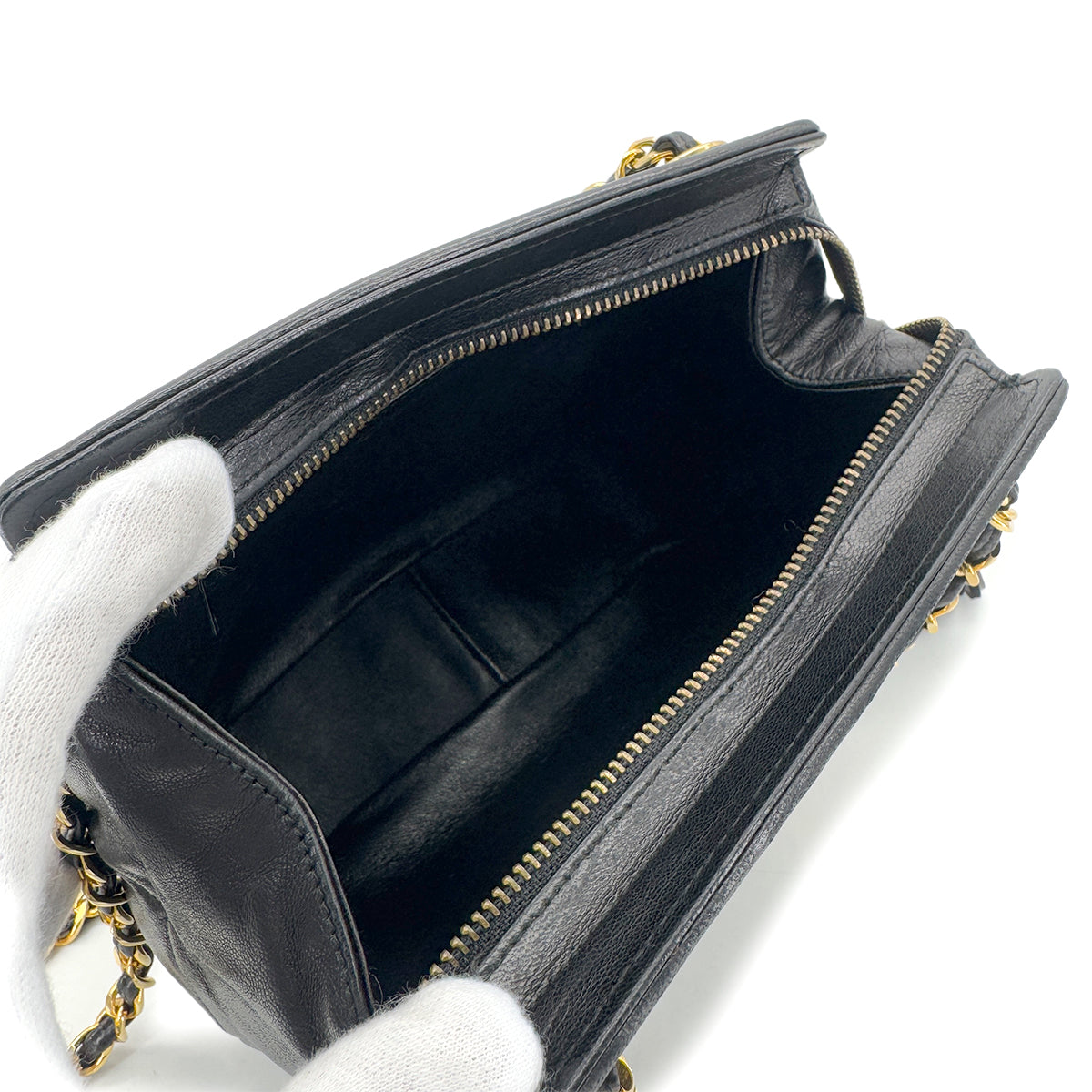 CHANEL VINTAGE MATELASSE FRINGE BIG COCO CHAIN SHOULDER BAG BLACK LAMB SKIN 90290306