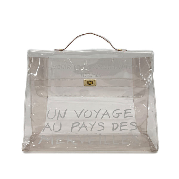 HERMES VINYL KELLY SOUVENIR DE L' EXPOSITION 1997 CLEAR HAND BAG 90290309 - PURPOSE