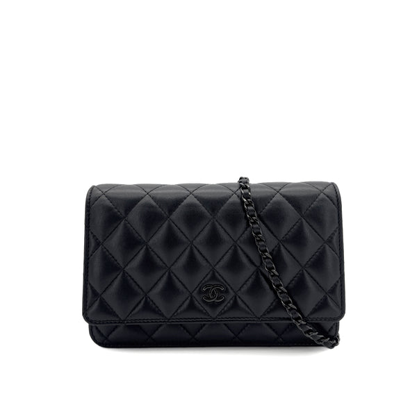 CHANEL MATELASSE CHAIN WALLET BLACK LAMB SKIN 90290311 - PURPOSE