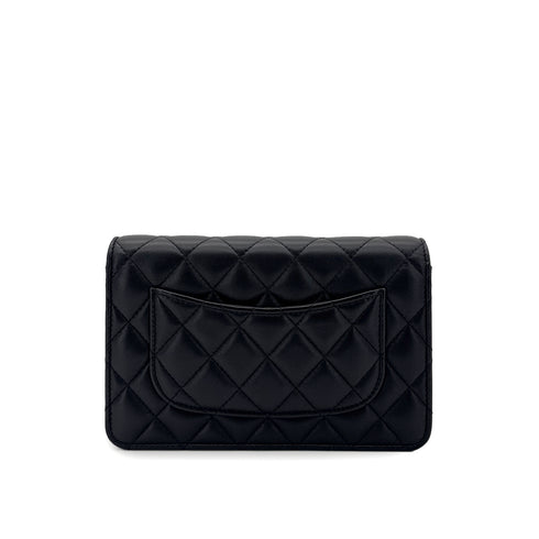 CHANEL MATELASSE CHAIN WALLET BLACK LAMB SKIN 90290311 - PURPOSE