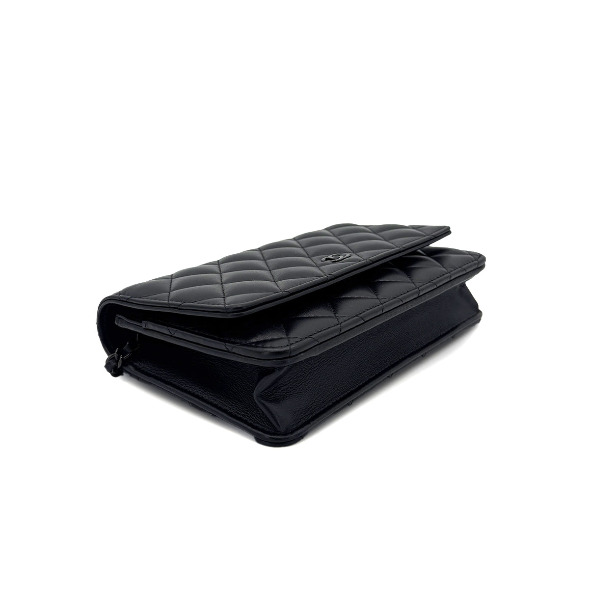 CHANEL MATELASSE CHAIN WALLET BLACK LAMB SKIN 90290311