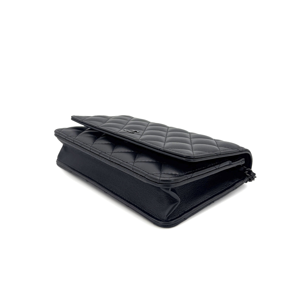 CHANEL MATELASSE CHAIN WALLET BLACK LAMB SKIN 90290311