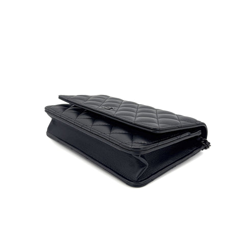 CHANEL MATELASSE CHAIN WALLET BLACK LAMB SKIN 90290311 - PURPOSE