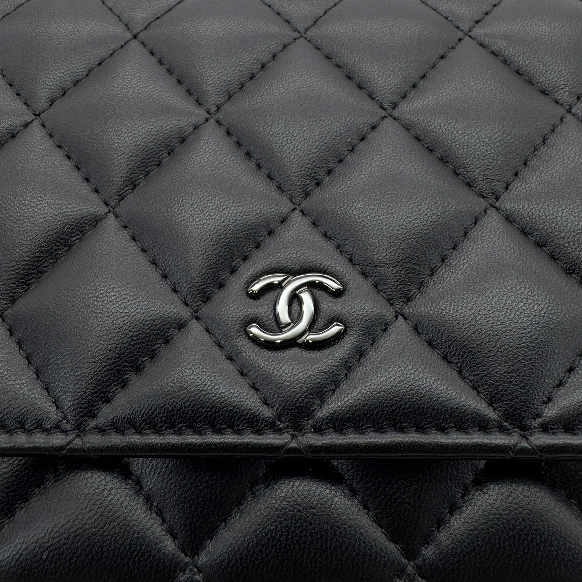 CHANEL MATELASSE CHAIN WALLET BLACK LAMB SKIN 90290311