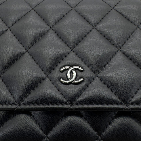 CHANEL MATELASSE CHAIN WALLET BLACK LAMB SKIN 90290311 - PURPOSE