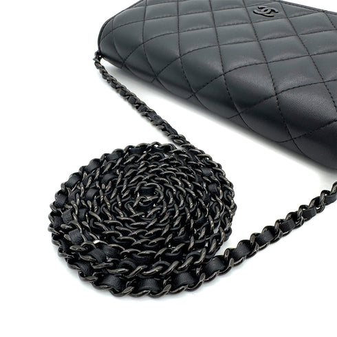 CHANEL MATELASSE CHAIN WALLET BLACK LAMB SKIN 90290311 - PURPOSE