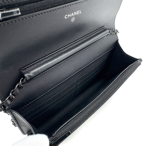 CHANEL MATELASSE CHAIN WALLET BLACK LAMB SKIN 90290311 - PURPOSE