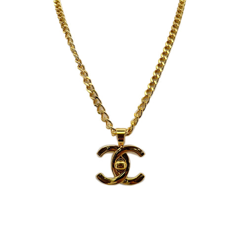 CHANEL VINTAGE NECKLACE COCOMARK TURN LOCK GOLD ACCESSORY 96P 90290313 - PURPOSE