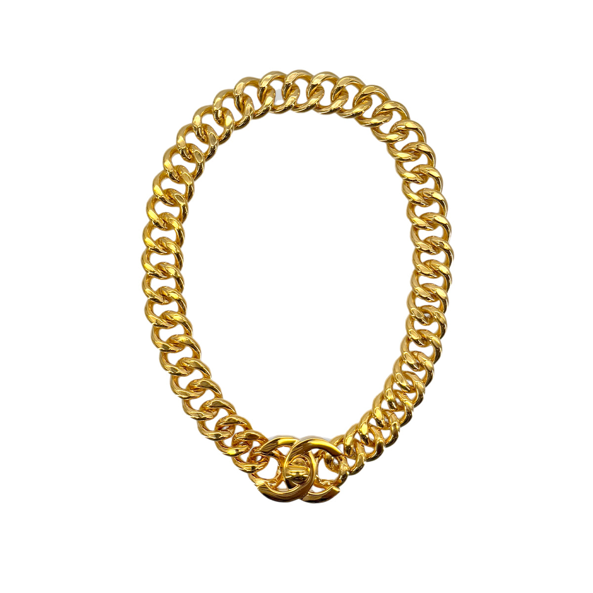 CHANEL VINTAGE NECKLACE COCOMARK TURN LOCK GOLD ACCESSORY 96P 90290314