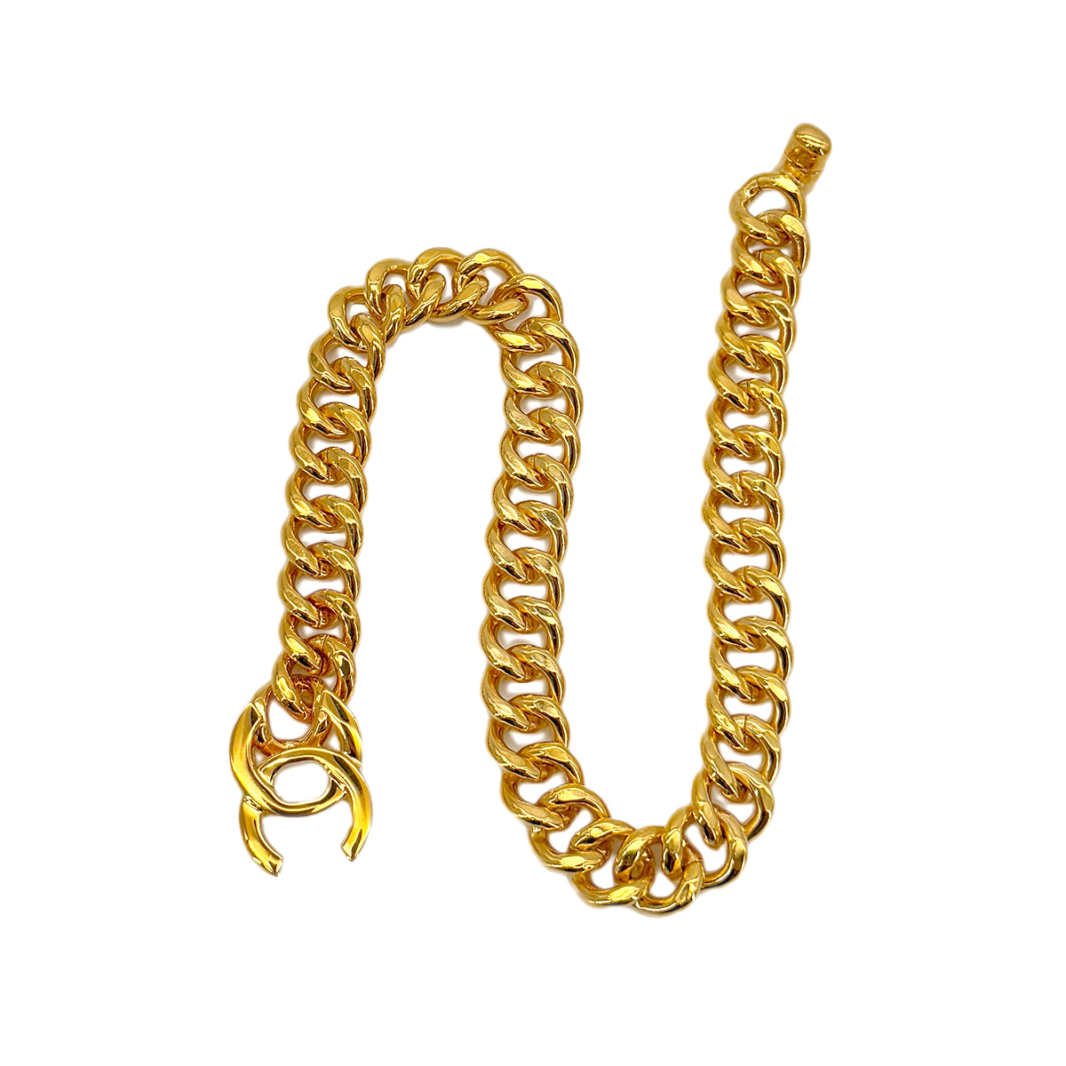 CHANEL VINTAGE NECKLACE COCOMARK TURN LOCK GOLD ACCESSORY 96P 90290314