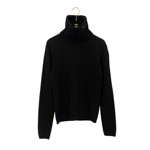 CHANEL KNIT LONG SLEEVE TOPS BLACK CASHMERE 38 01A RTW 90290315