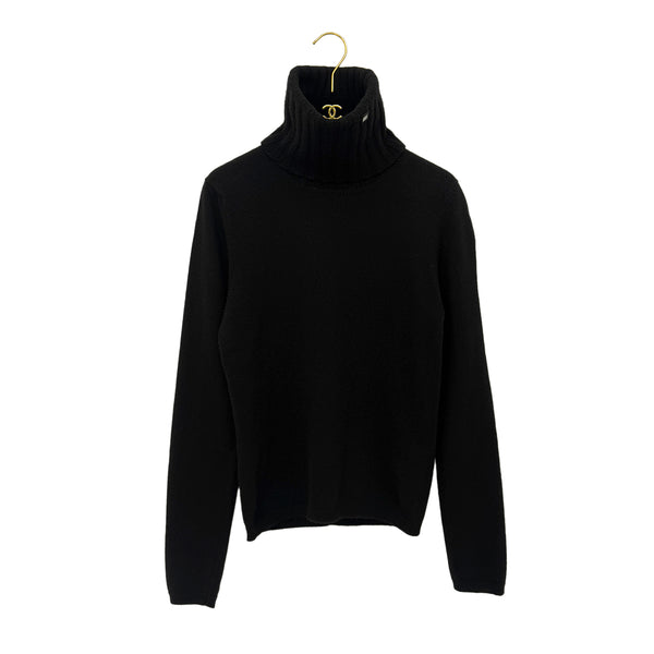 CHANEL KNIT LONG SLEEVE TOPS BLACK CASHMERE 38 01A RTW 90290315