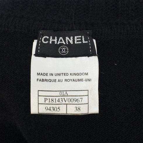 CHANEL KNIT LONG SLEEVE TOPS BLACK CASHMERE 38 01A RTW 90290315