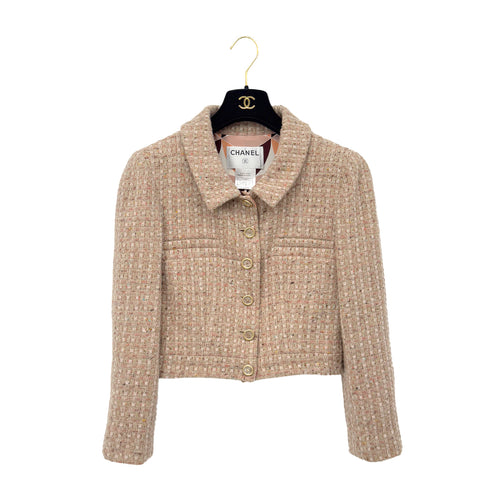 CHANEL COCO BUTTON TWEED JACKET ORANGE WOOL 40 01A RTW 90290316