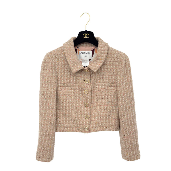 CHANEL COCO BUTTON TWEED JACKET ORANGE WOOL 40 01A RTW 90290316
