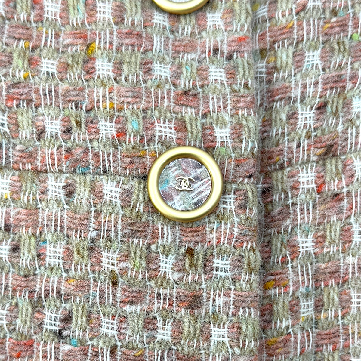 CHANEL COCO BUTTON TWEED JACKET ORANGE WOOL 40 01A RTW 90290316