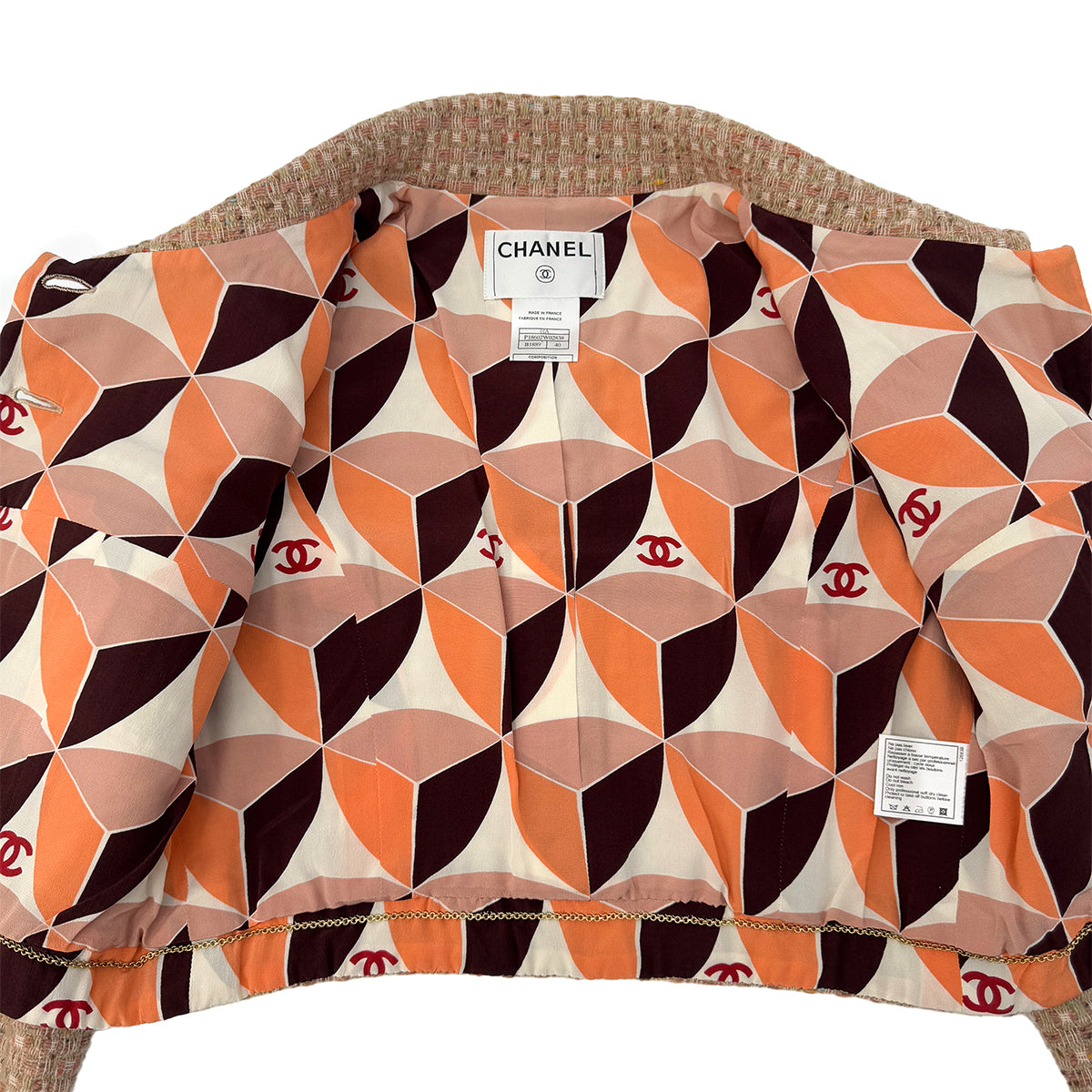 CHANEL COCO BUTTON TWEED JACKET ORANGE WOOL 40 01A RTW 90290316