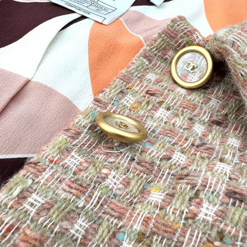 CHANEL COCO BUTTON TWEED JACKET ORANGE WOOL 40 01A RTW 90290316