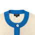 CHANEL 2019 SS FRONT LOGO CARDIGAN IVORY BLUE CASHMERE 36 P61 RTW 90290317