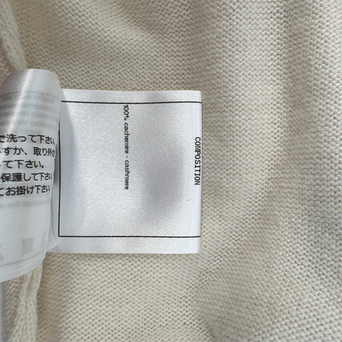 CHANEL 2019 SS FRONT LOGO CARDIGAN IVORY BLUE CASHMERE 36 P61 RTW 90290317