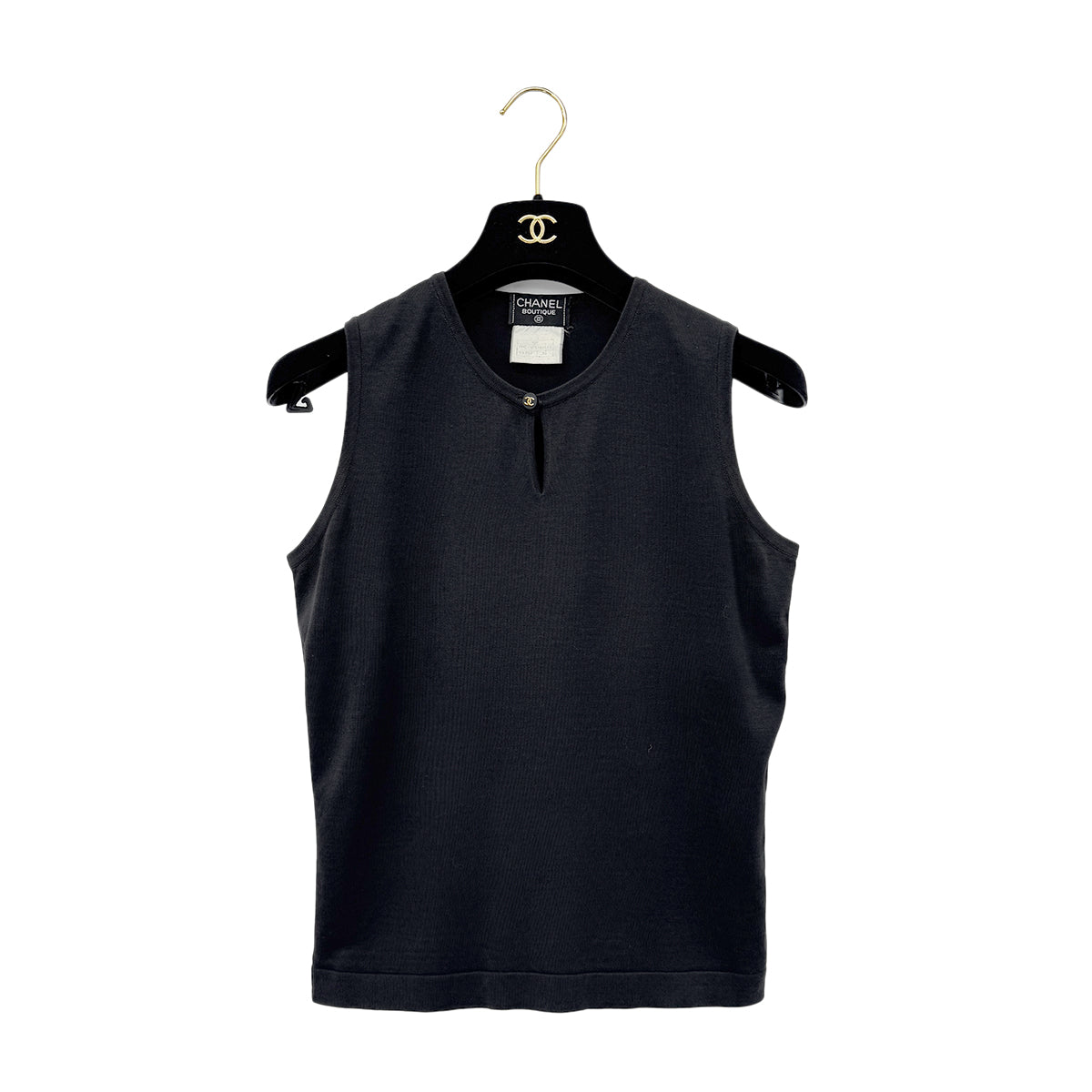CHANEL COCO BUTTON SLEEVELESS TOPS BLACK RTW 38 97P RTW 90290318