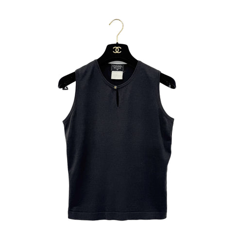 CHANEL VINTAGE COCO BUTTON SLEEVELESS TOPS BLACK RTW 38 97P RTW 90290318 - PURPOSE