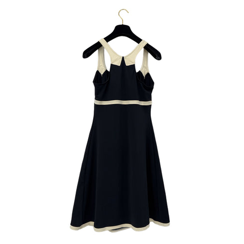 CHANEL VINTAGE COCOMARK SLEEVELESS DRESS BLACK WHITE NYLON 42 96C RTW 90290319 - PURPOSE