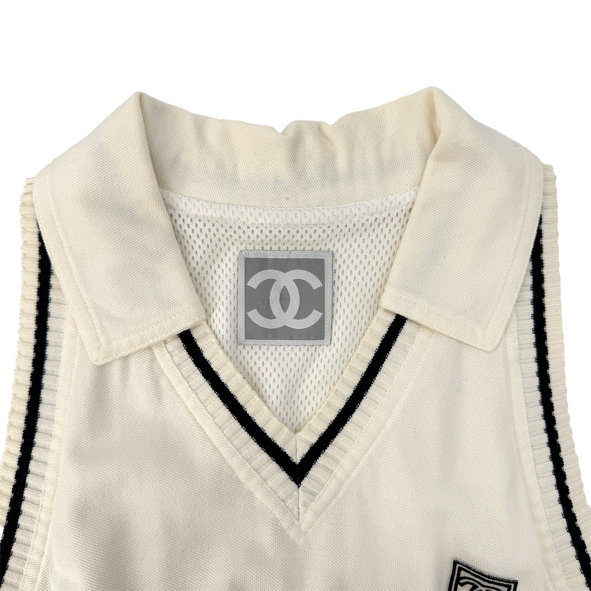 CHANEL SPORTS LINE COCOMARK SLEEVELESS DRESS WHIYE COTTON 40 RTW 90290321