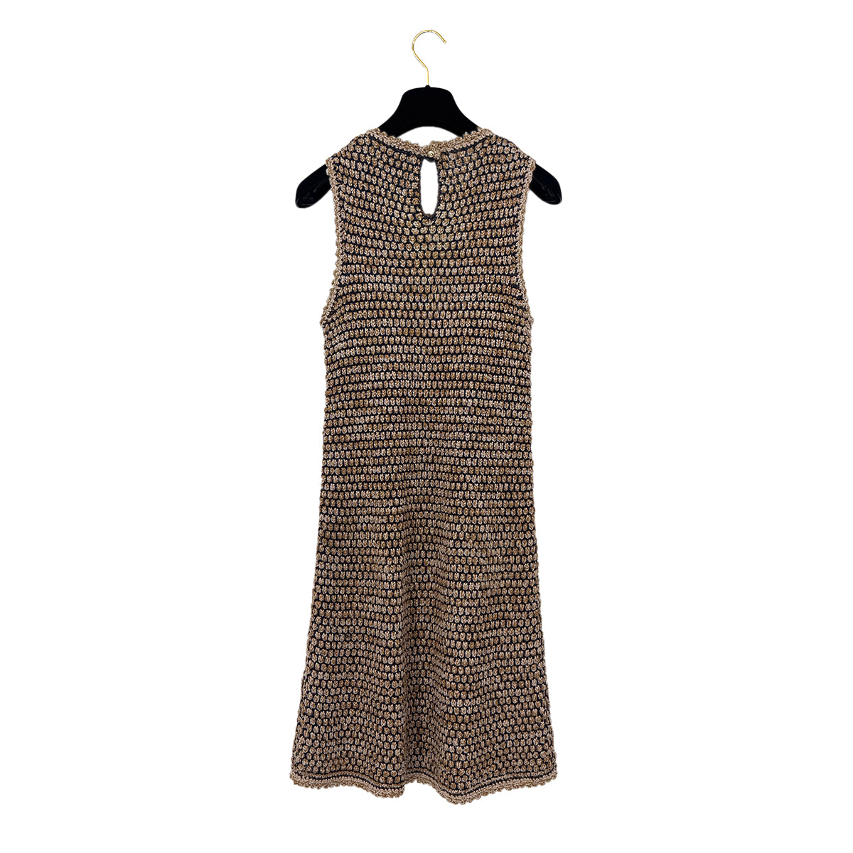 CHANEL COCOMARK SLEEVELESS KNIT DRESS BROWN RAYON 36 P40 RTW 90290322